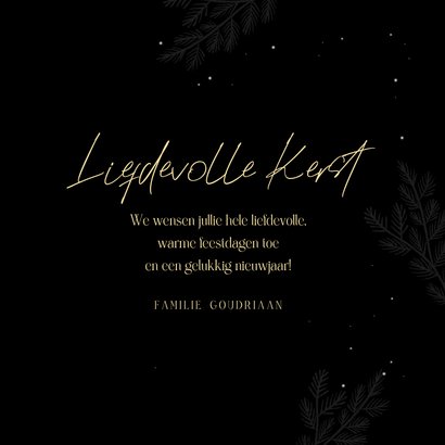 Kerstkaart liefdevolle kerst botanisch hart goudlook 3