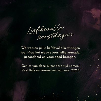 Kerstkaart liefdevolle kerst gouden hart paars 3
