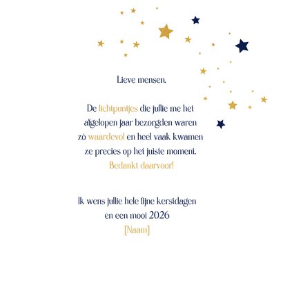 Kerstkaart Lieve lichtpuntjes in donkere dagen 3