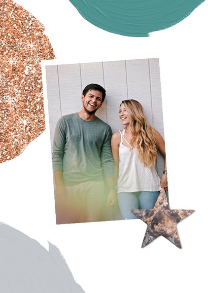 Kerstkaart luxe stijlvol foto glitter sterren groen 2