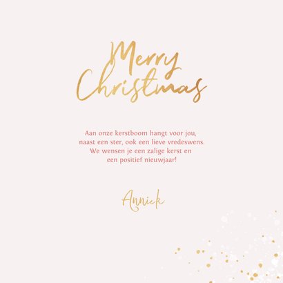 Kerstkaart magical pink merry christmas goud kerstbomen 3