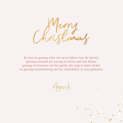 Kerstkaart magical pink merry christmas goud kerstbomen 3