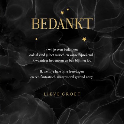 Kerstkaart marmer bedankt sterren goud 3