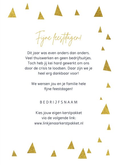 Kerstkaart medewerker collega hip goud kerstbomen grafisch 3