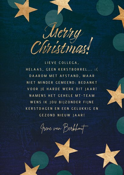 Kerstkaart medewerkers corona 'met afstand' 3
