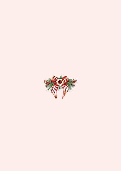 Kerstkaart menu met strik en kersttakken Achterkant