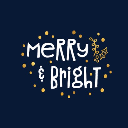 Kerstkaart 'merry & bright' goudlook 2