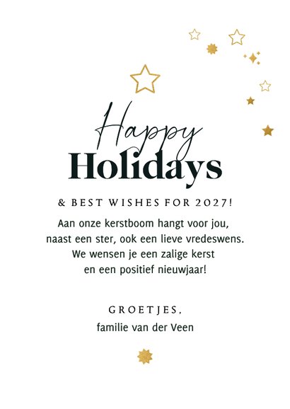 Kerstkaart merry christmas jaartal goud sterren 3