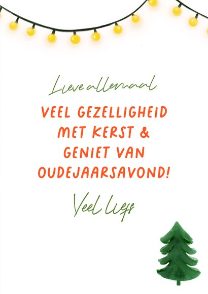 Kerstkaart met Amsterdamse huisjes en kerstlichtjes 3