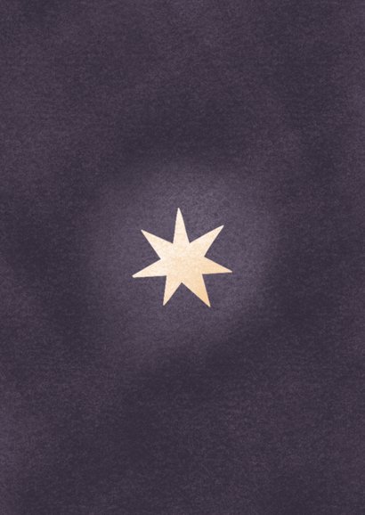 Kerstkaart met bijbeltekst en landschap met herder en stal Achterkant