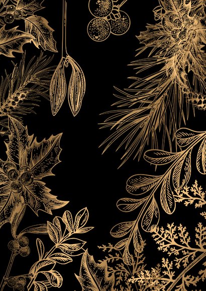 Kerstkaart met bloemen en foto 2
