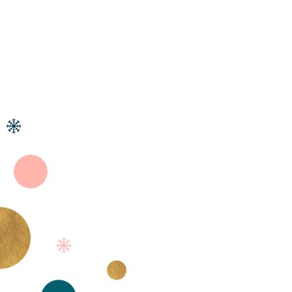 Kerstkaart met bollen en sneeuwvlokken 2