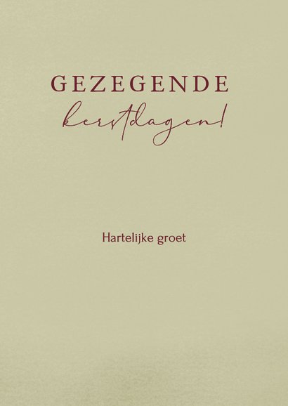 Kerstkaart met christelijke tekst en kerstgroen en strik 3