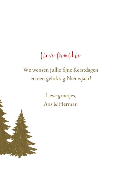 Kerstkaart met dennenbomen en lichtjes 3