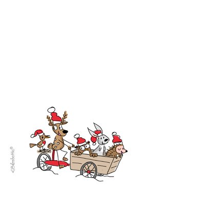 Kerstkaart met dieren in bakfiets 2