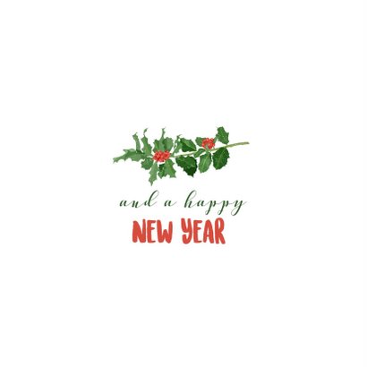 Kerstkaart met een illustratie van hulst 2