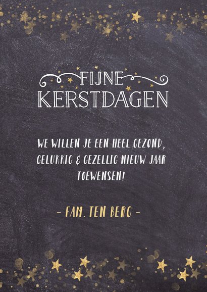 Kerstkaart met een krijtbord achtergrond en sterren 3