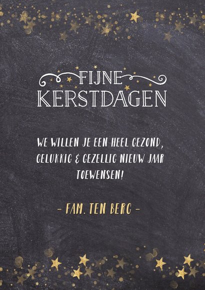 Kerstkaart met een krijtbord achtergrond en sterren 3