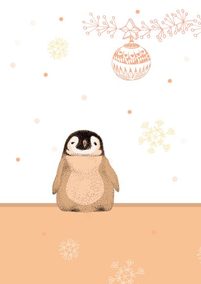 Kerstkaart met een lief pinguïn 2