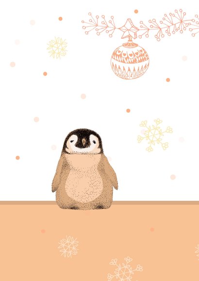 Kerstkaart met een lief pinguïn  2