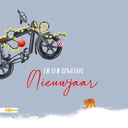 Kerstkaart met fatbike en kerstlampjes 2