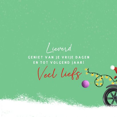 Kerstkaart met fatbike en kerstlampjes 3