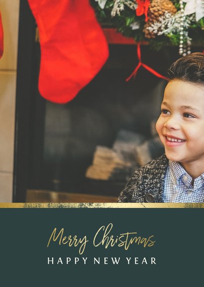 Kerstkaart met foto en gouden accent 2