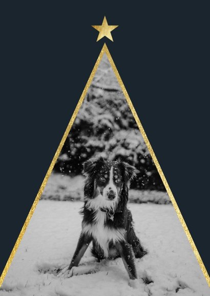 Kerstkaart met foto en gouden ster 2