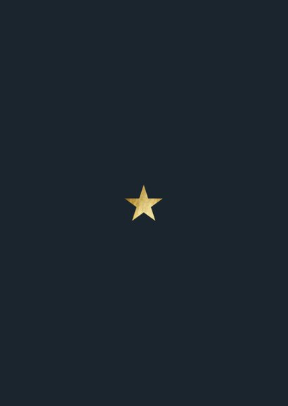 Kerstkaart met foto en gouden ster Achterkant