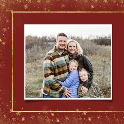 Kerstkaart met foto en goudlook kader 2