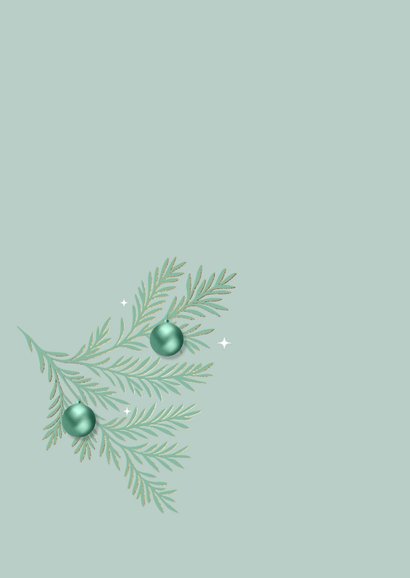 Kerstkaart met foto en groene dennentakken 2