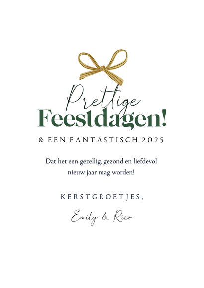 Kerstkaart met foto stijlvol dennentakken foto stempel goud 3