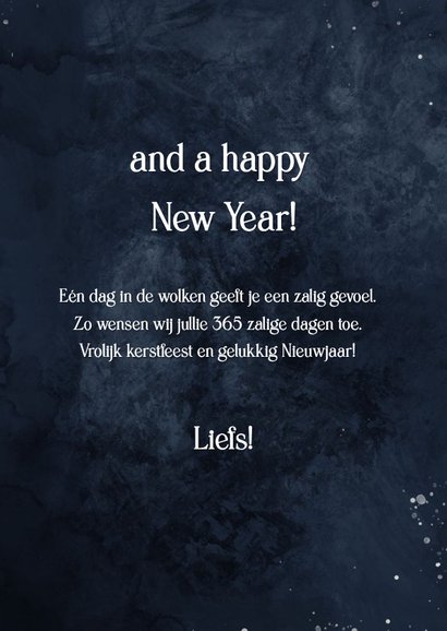 Kerstkaart met foto van hond en sneeuwvlokjes 3
