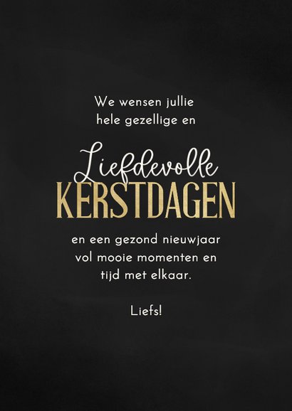 Kerstkaart met fotocollage 9 foto's zwart goud 3