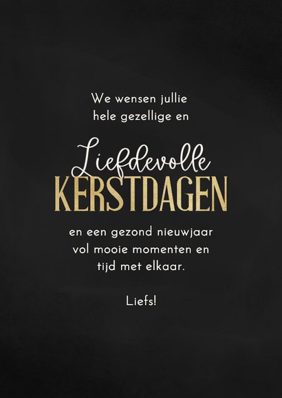 Kerstkaart met fotocollage 9 foto's zwart goud 3