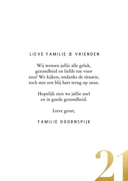 Kerstkaart met fotocollage en gouden 2021 3