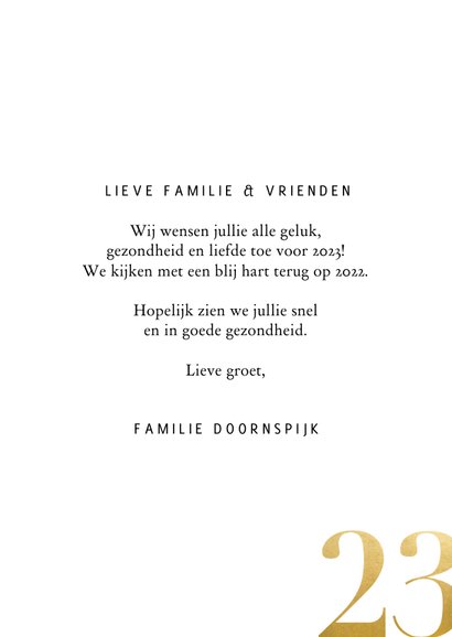 Kerstkaart met fotocollage en gouden 2023 3