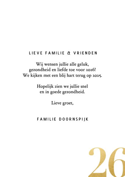 Kerstkaart met fotocollage en gouden 2026 3