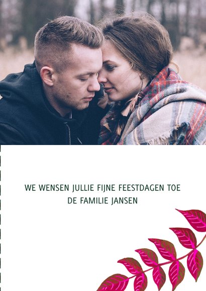 Kerstkaart met geschilderde bloemen en takken 3