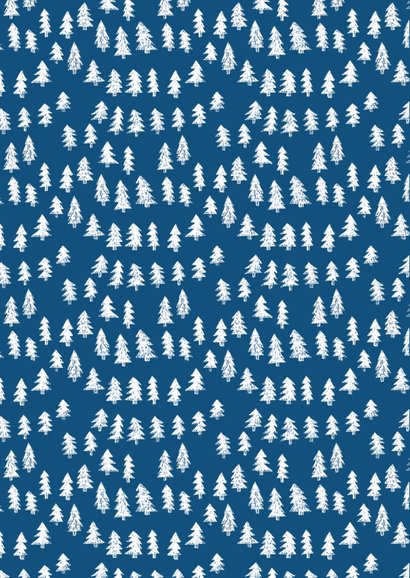 Kerstkaart met geschilderde huisjes en kerstbomen 2