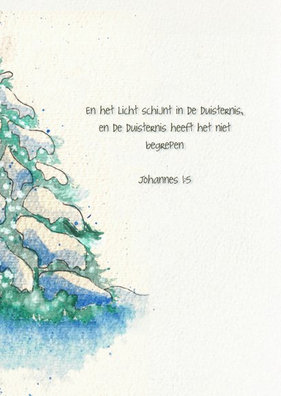 Kerstkaart met geschilderde kerstboom 2