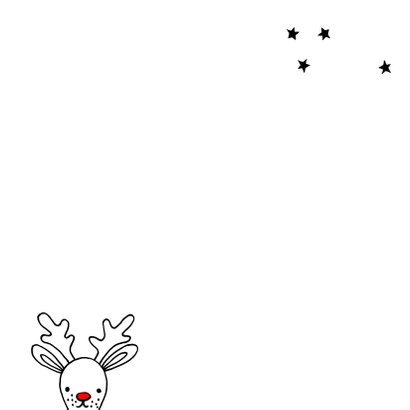 Kerstkaart met getekende Rudolf Achterkant