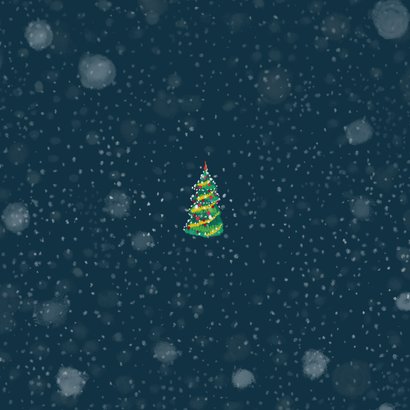 Kerstkaart met gezellig kerstdorpje Achterkant