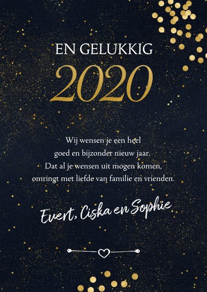 Kerstkaart met goud 2 foto's en confetti 3
