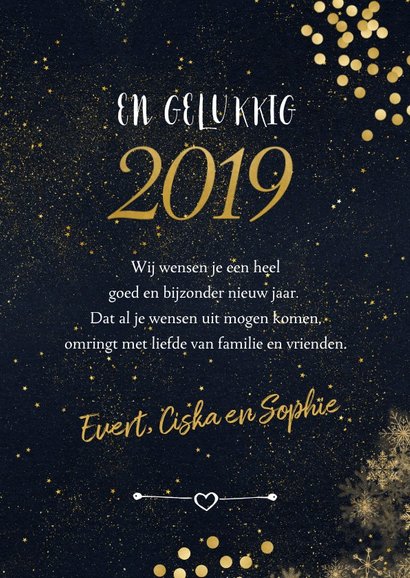 Kerstkaart met goudaccenten confetti en glitters 3