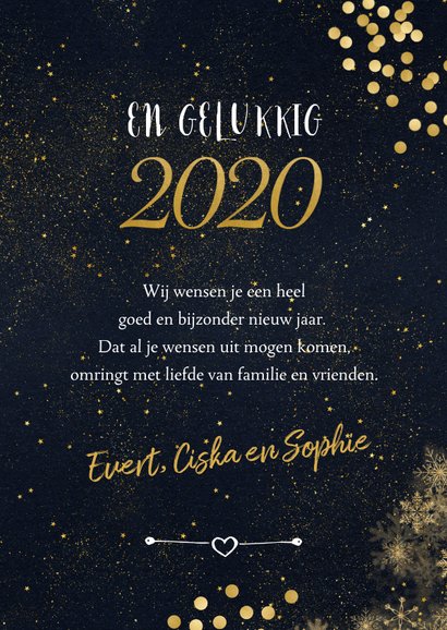 Kerstkaart met goudaccenten confetti en glitters 3