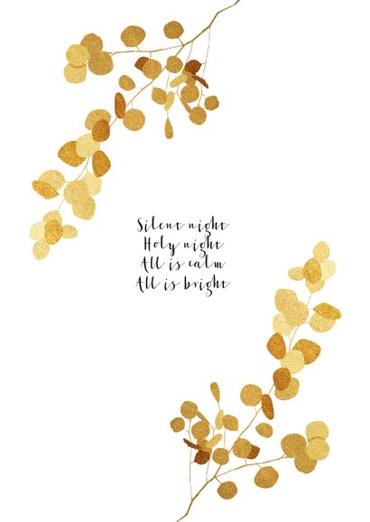 Kerstkaart met gouden eucalyptus 2