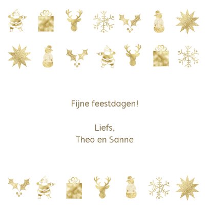 Kerstkaart met gouden figuurtjes 3