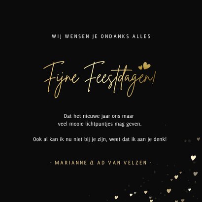 Kerstkaart met gouden hartjes veel lichtpuntjes voor 2023 3