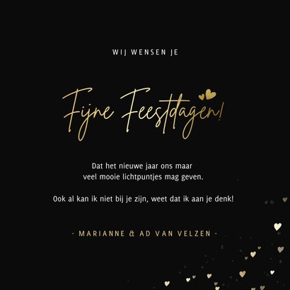 Kerstkaart met gouden hartjes veel lichtpuntjes voor 2027 3